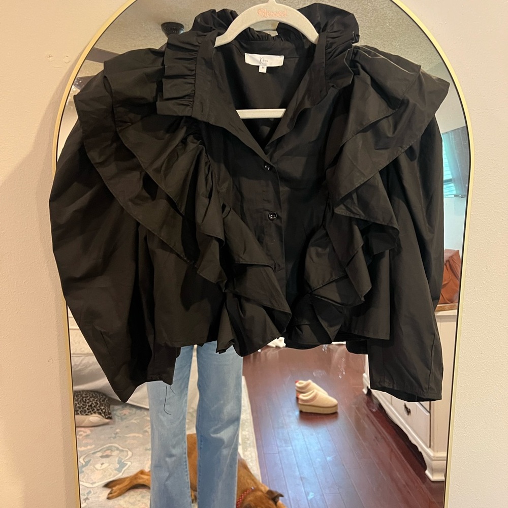 Black Ruffled Blouse